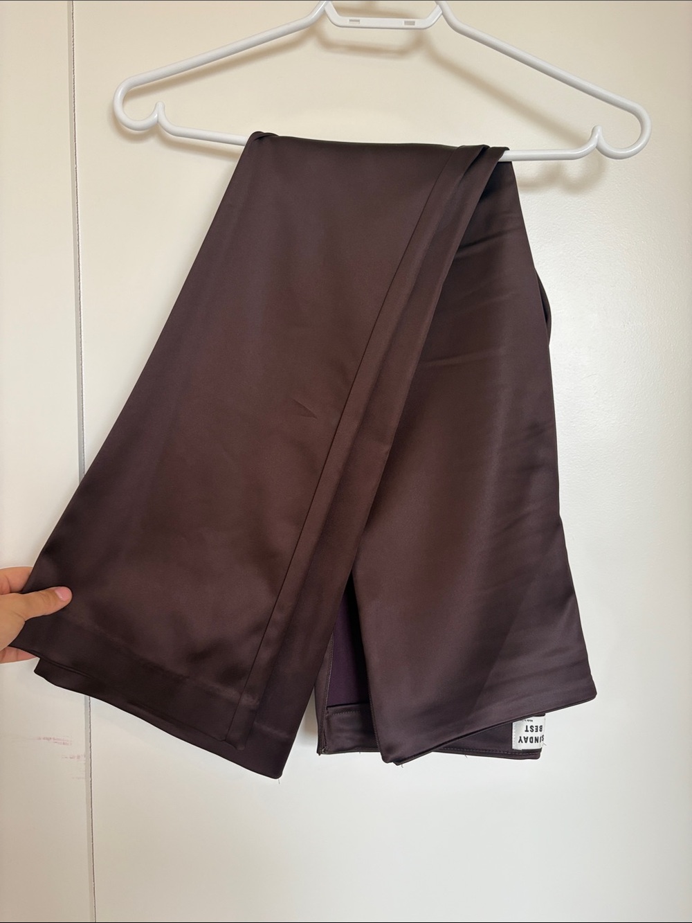 Aritzia Brown Satin Flare Pants - Classic Tailored Style